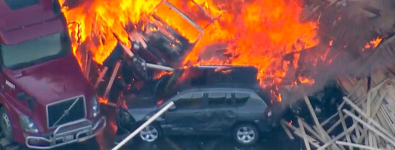 18-Wheeler Accident on Fire